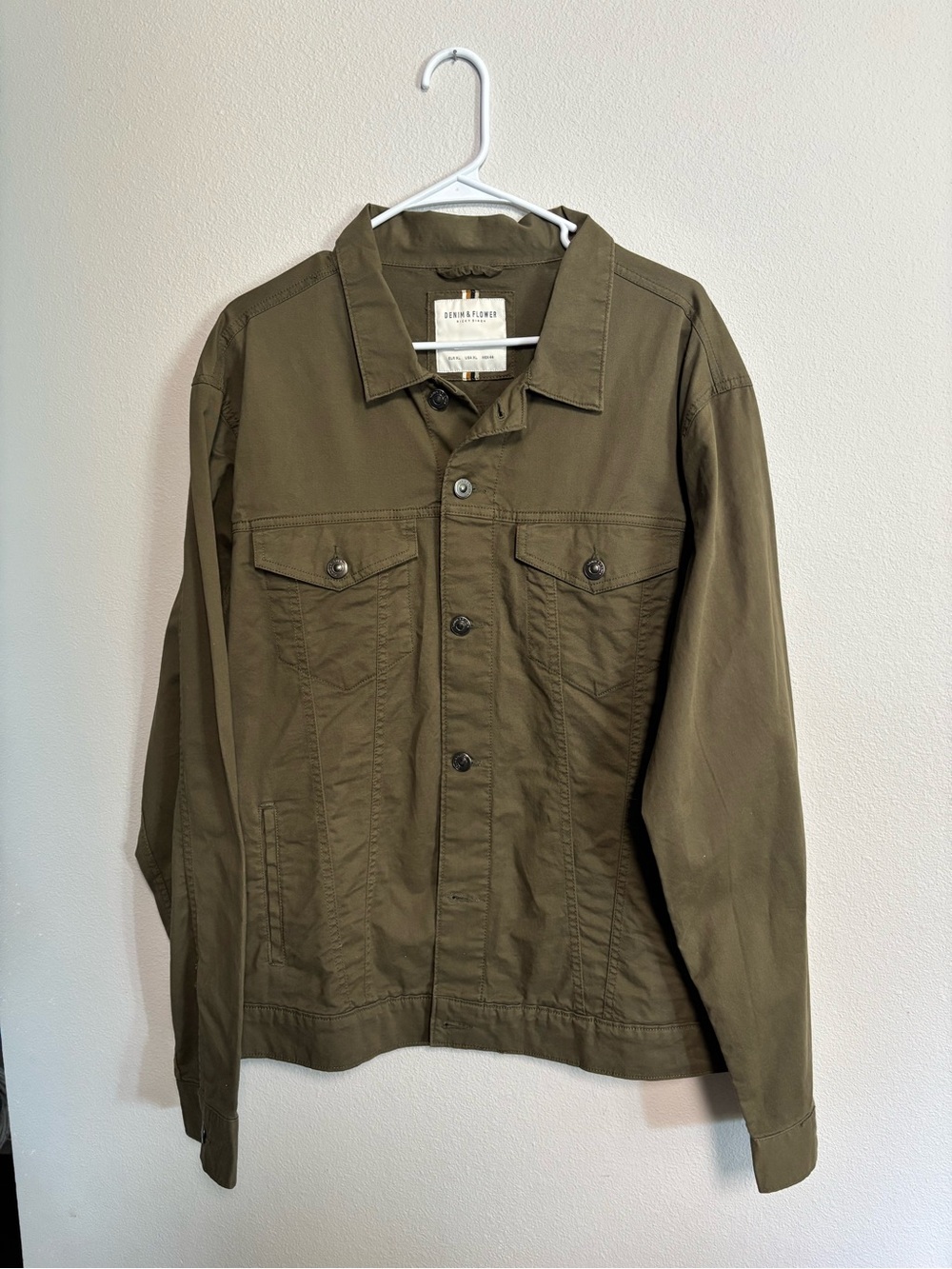 Denim & Flower Men's Military-Style Olive Jacket